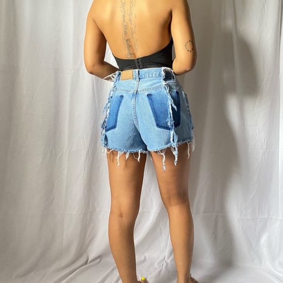 CUSTOM Styled Blue Denim Shorts - Picture 2 of 2